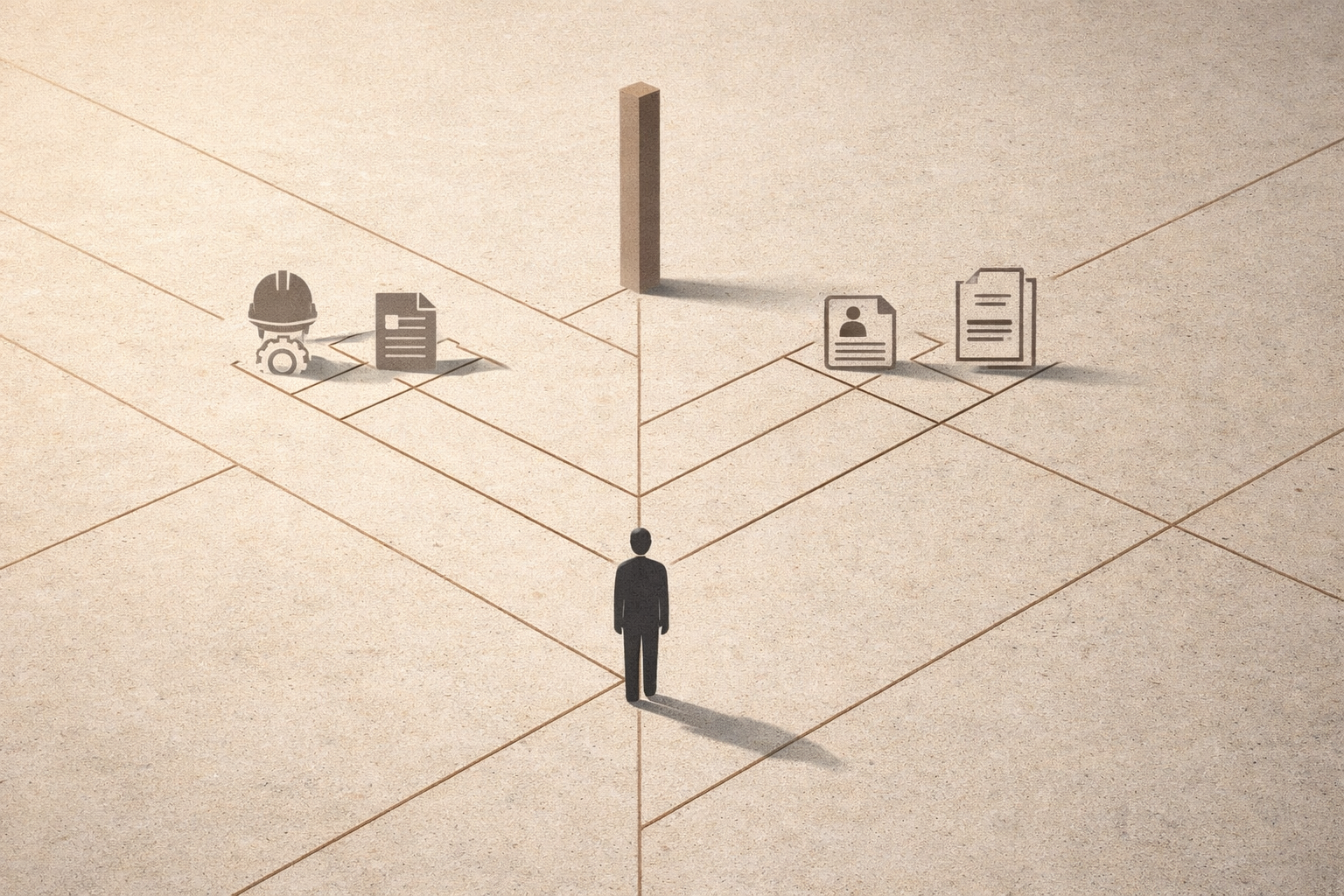 Minimalist policy grid and pathway icons illustrating reentry workforce programs and incentive alignment between training, supervision, and worksite placement.