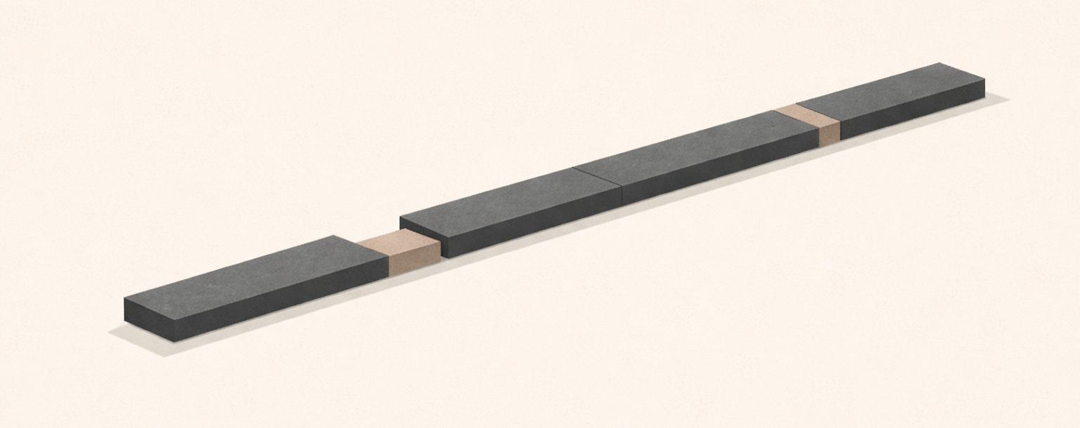 Today’s Blueprint – Remove the Deadline Minimalist editorial illustration showing a steady structural system moving without clocks or deadline markers, symbolizing removal of deadline pressure.