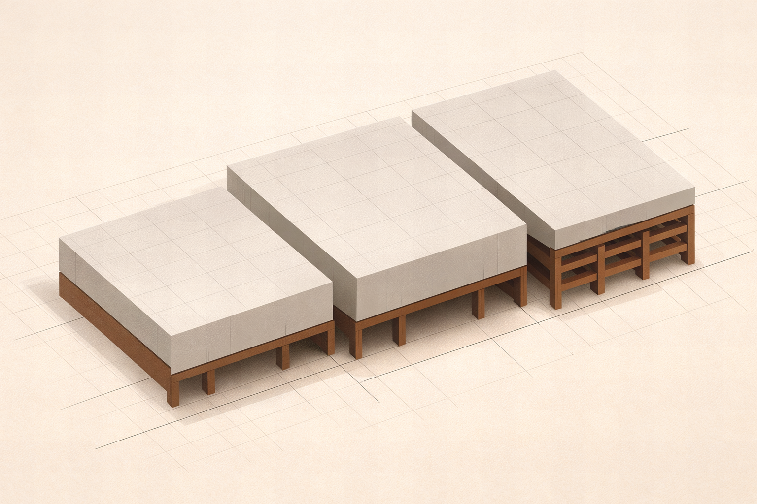 Reparations cost funding model illustrated as a tiered federal budget ledger slab supported by structural beams.