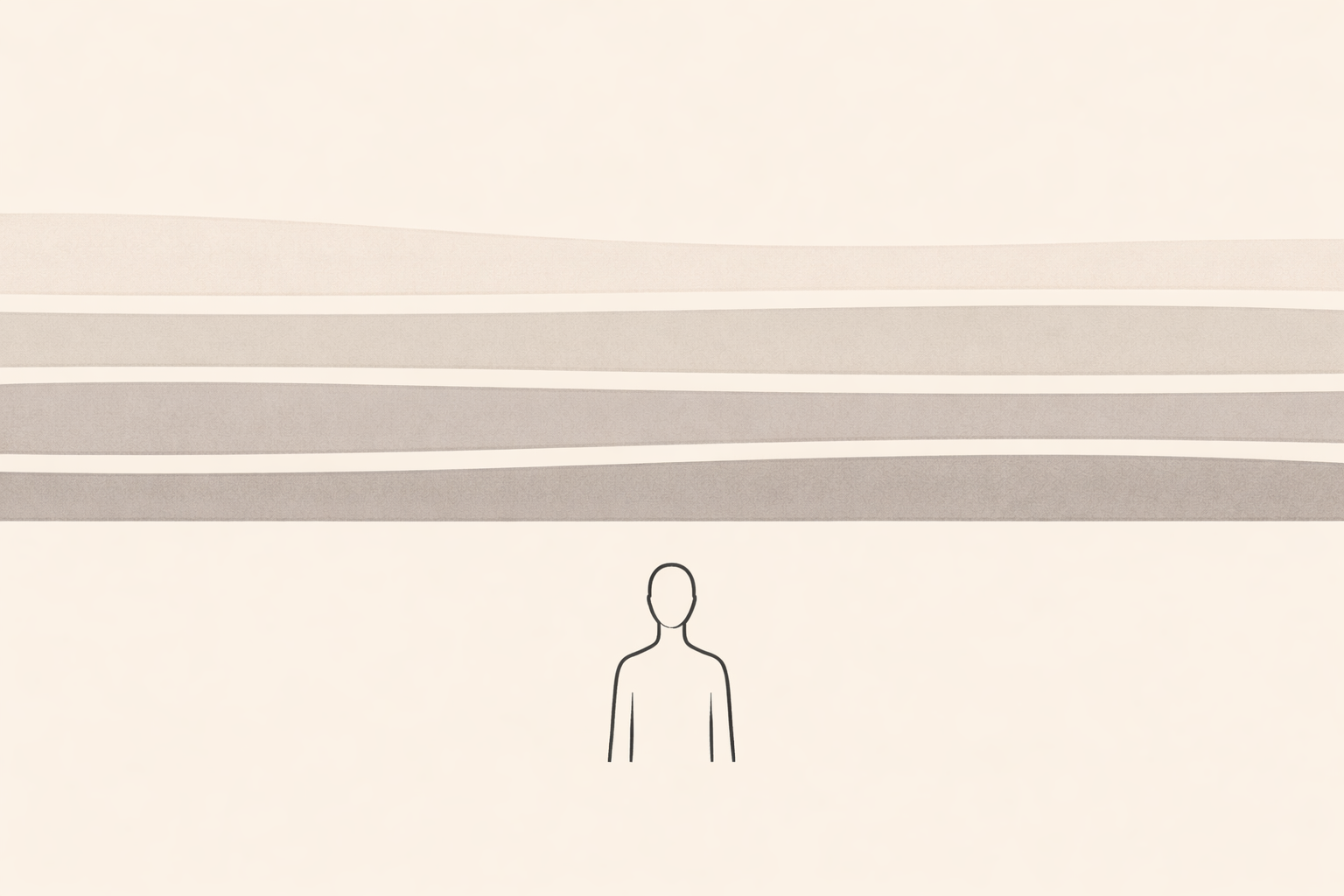 Minimalist illustration showing emotional baseline stability with evenly spaced internal weather bands.