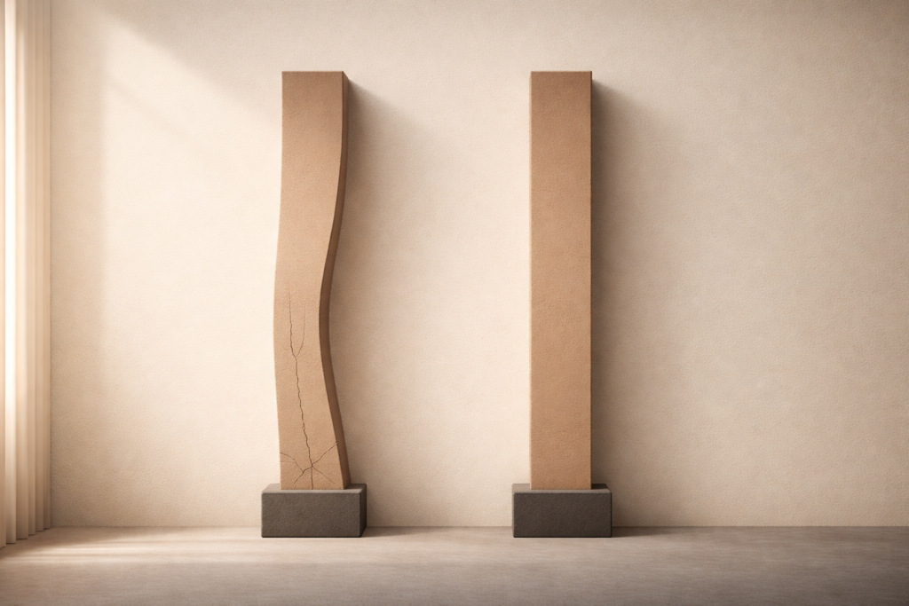Minimalist architectural illustration of geometric tools arranged around a structured center, symbolizing technology guided by discipline and order.