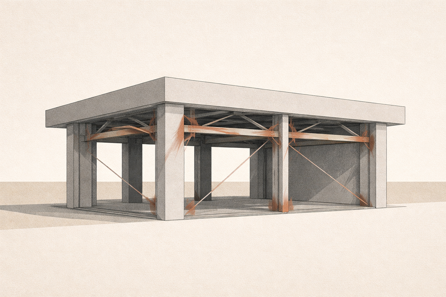 The body tells the truth through an exposed internal framework showing stress paths and load lines inside a calm exterior.