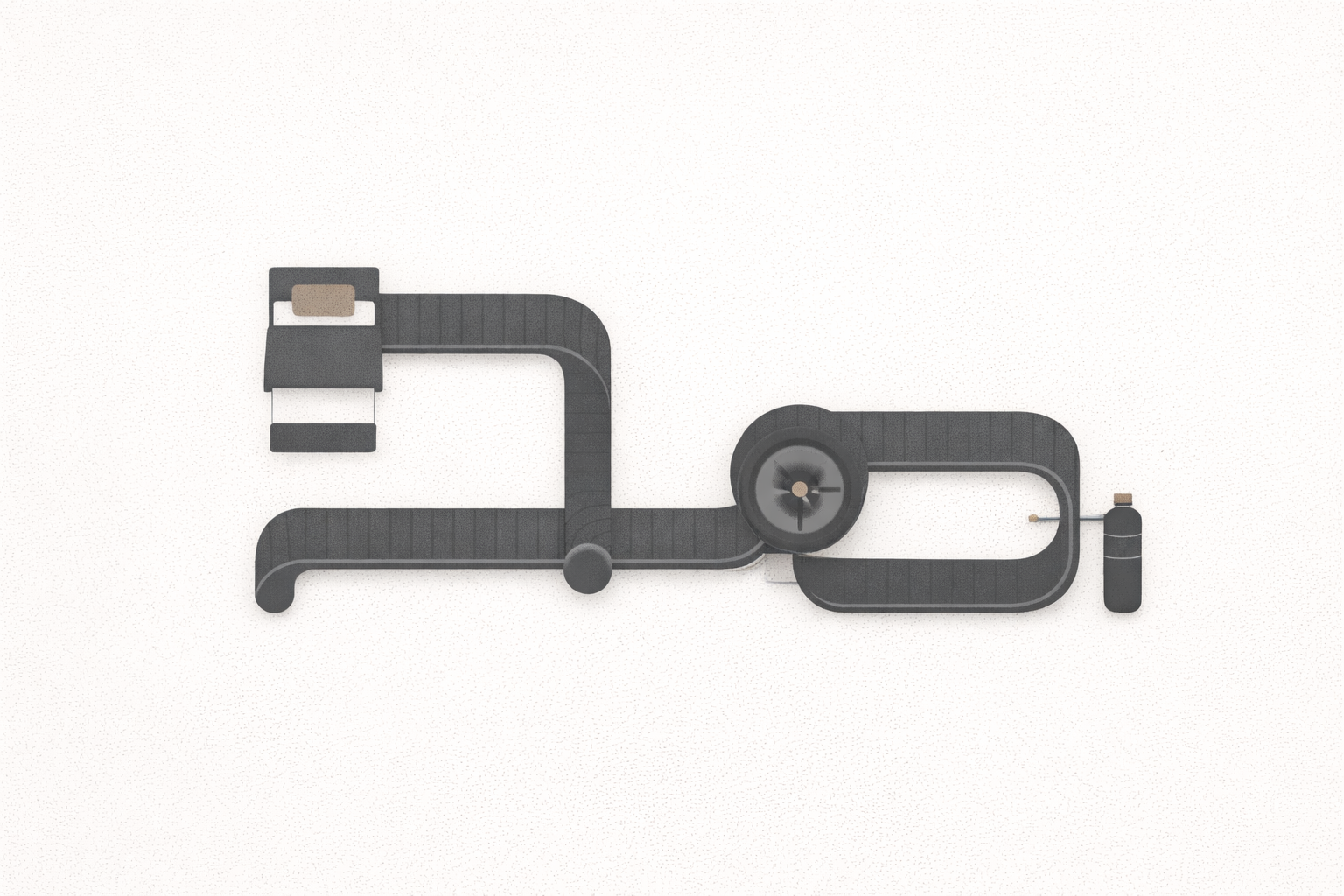 Minimalist editorial illustration showing a self-contained system running without checkpoints, representing elimination of daily review and uninterrupted execution.