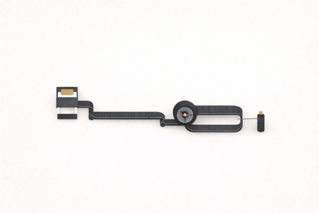 Minimalist editorial illustration showing a system contained in the present moment, representing removal of anticipation and forward-leaning focus.