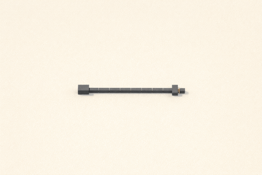 Minimalist top-down illustration of a single straight structural pathway with no branches, representing removal of indecision.