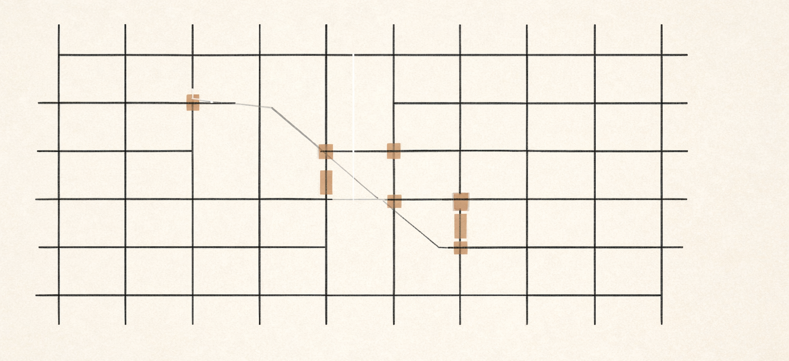 Minimalist architectural grid illustrating the accountability gap in a modern social system