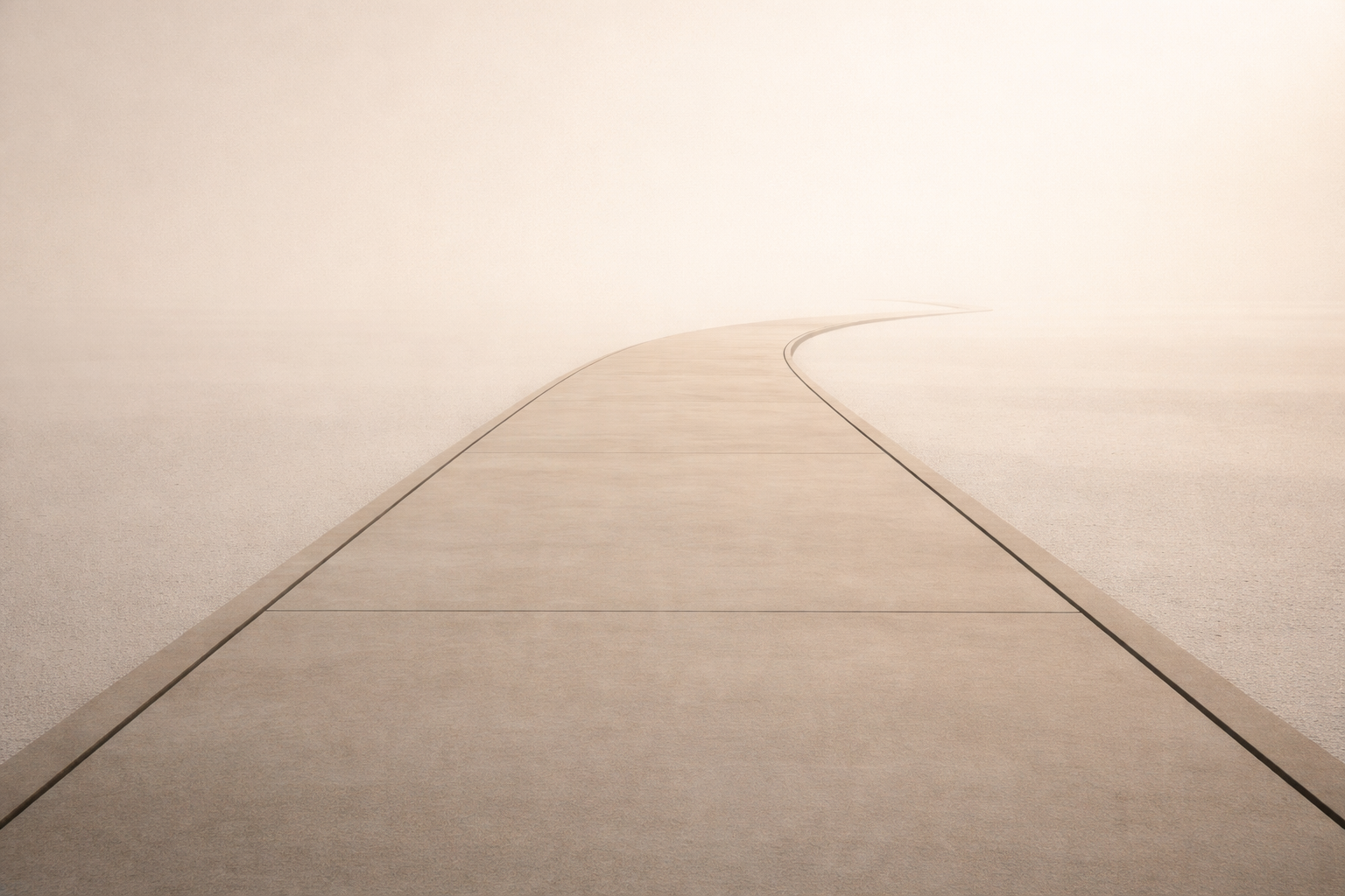 awareness of habits represented by a straight path beginning to subtly curve in a minimalist setting