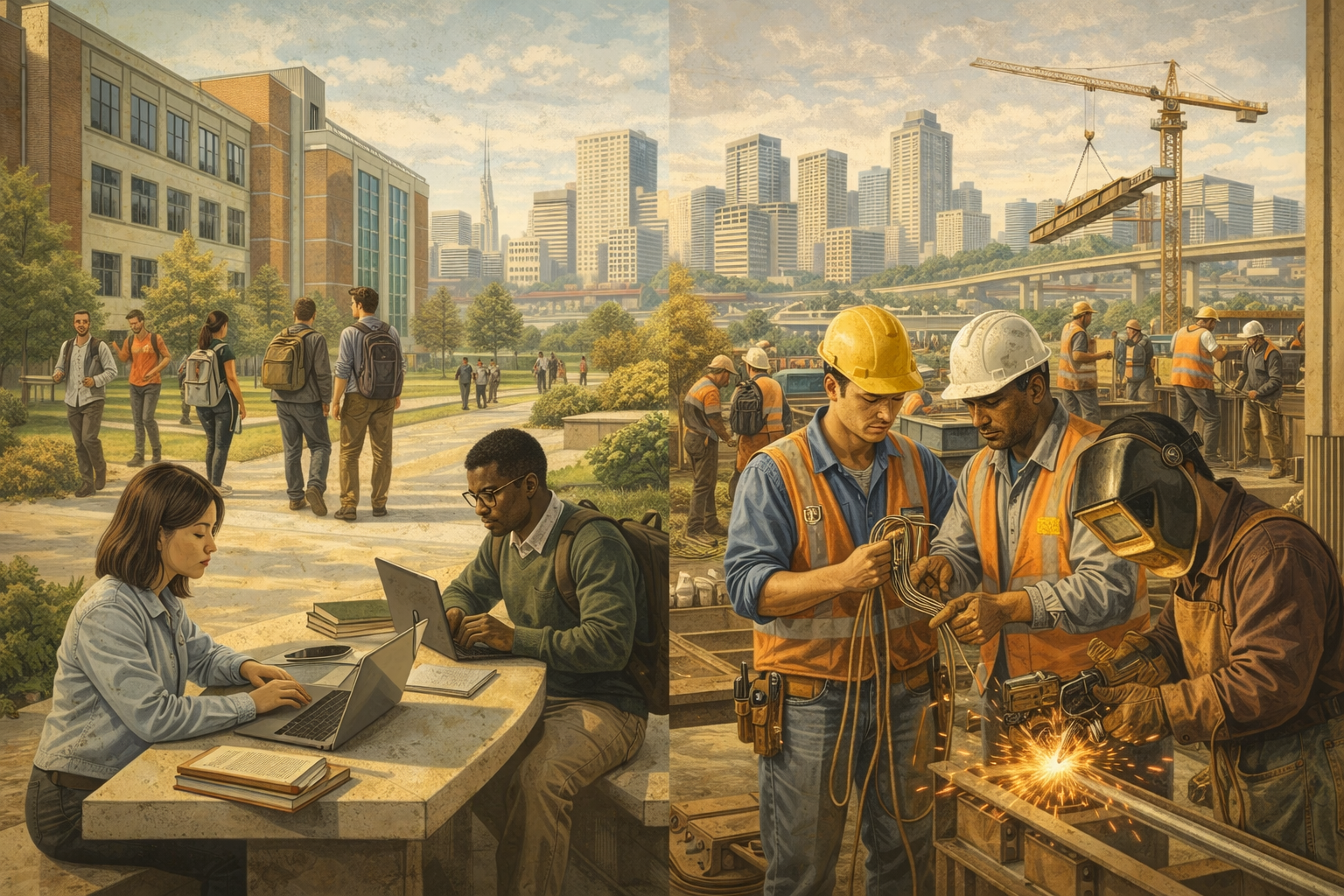College vs apprenticeship workforce pathways connecting education and skilled labor pipelines