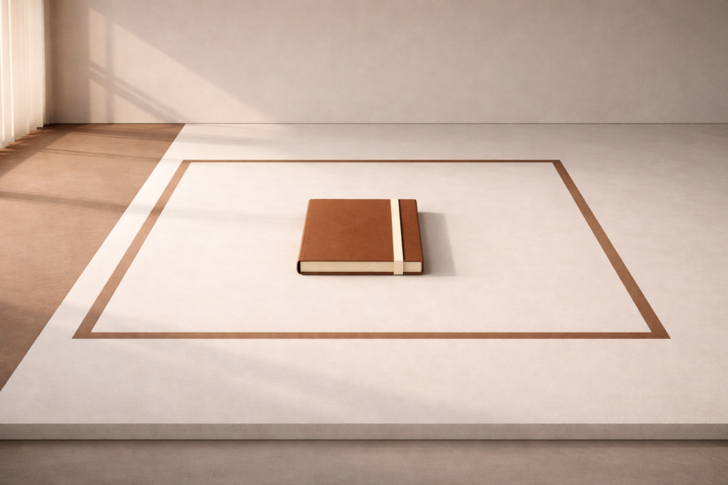 constraint builds discipline shown through a minimalist structure operating within clear boundaries