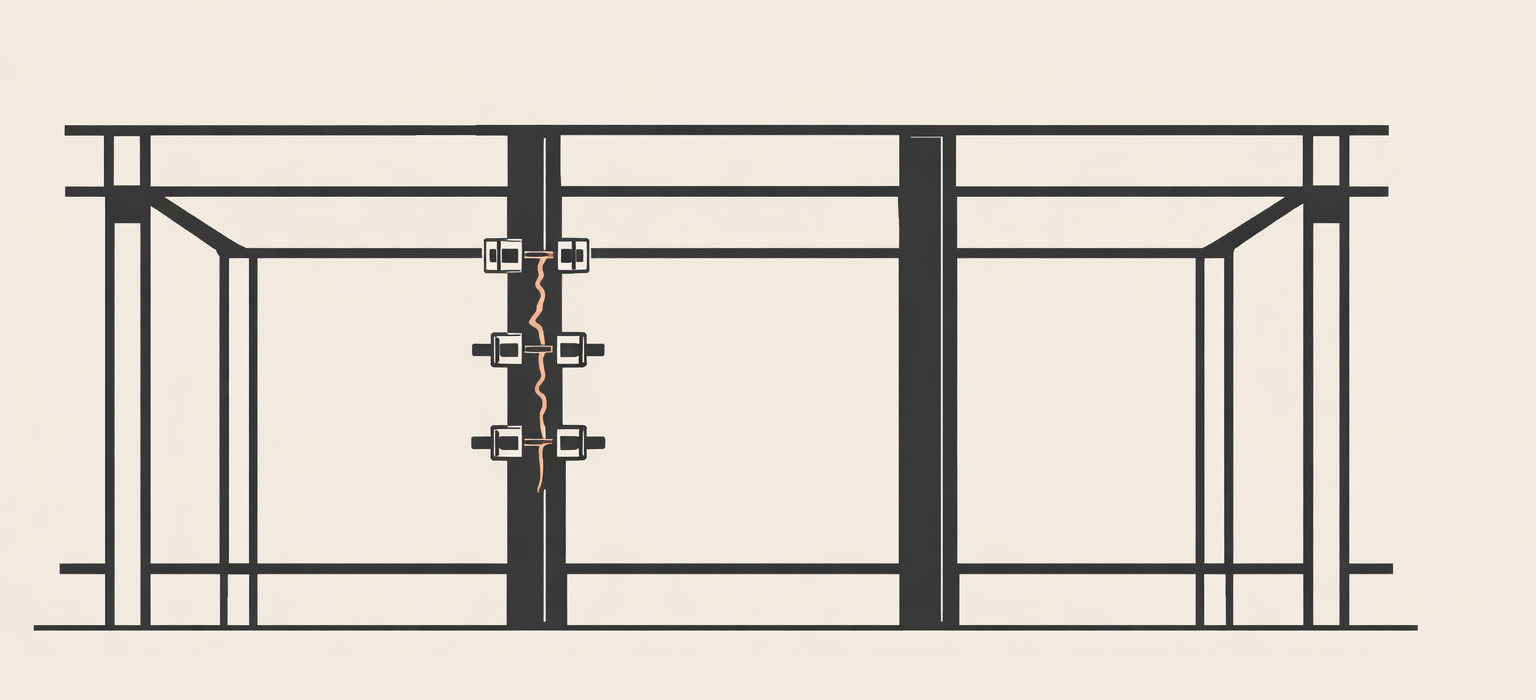 Correction and accountability illustrated as a repaired structural beam restoring stability to an architectural framework