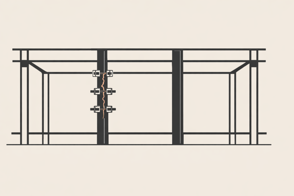Minimalist architectural illustration showing a structural beam being corrected to restore stability within a larger framework, symbolizing accountability and leadership.