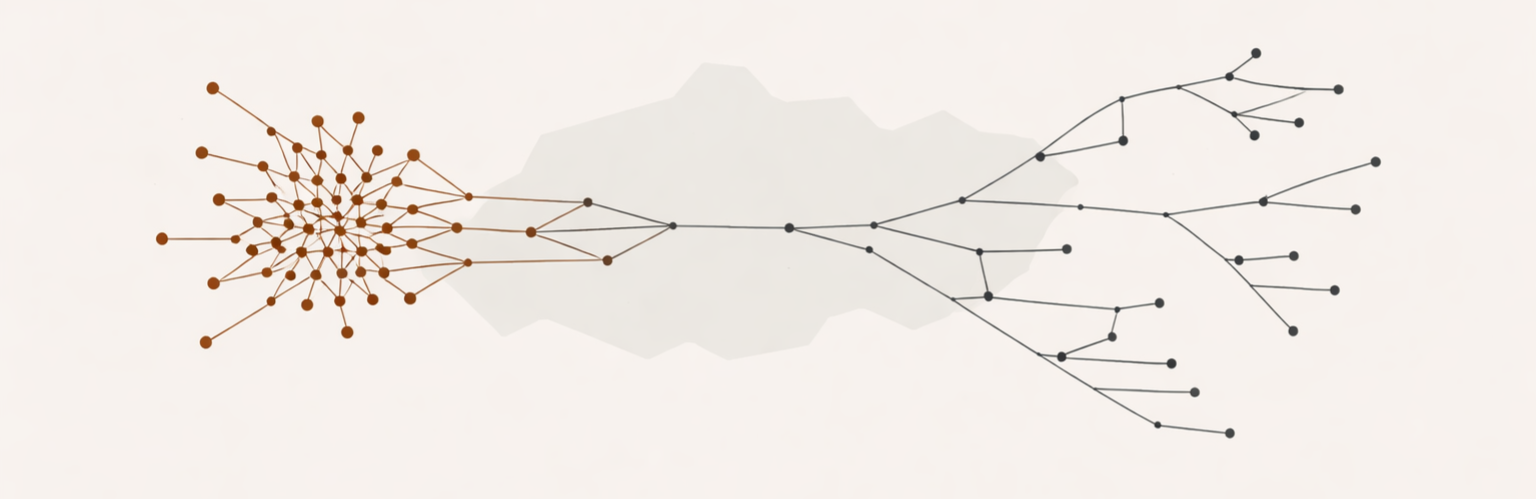What causes migration system diagram showing pressure buildup, transition, and outward movement across structured pathways
