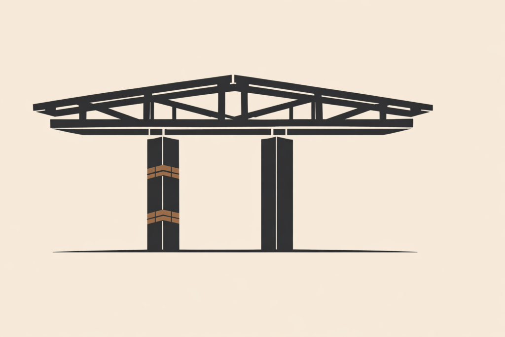 Minimalist civic structure illustration showing two structural pillars representing the historical recognition of Juneteenth within American civic memory.