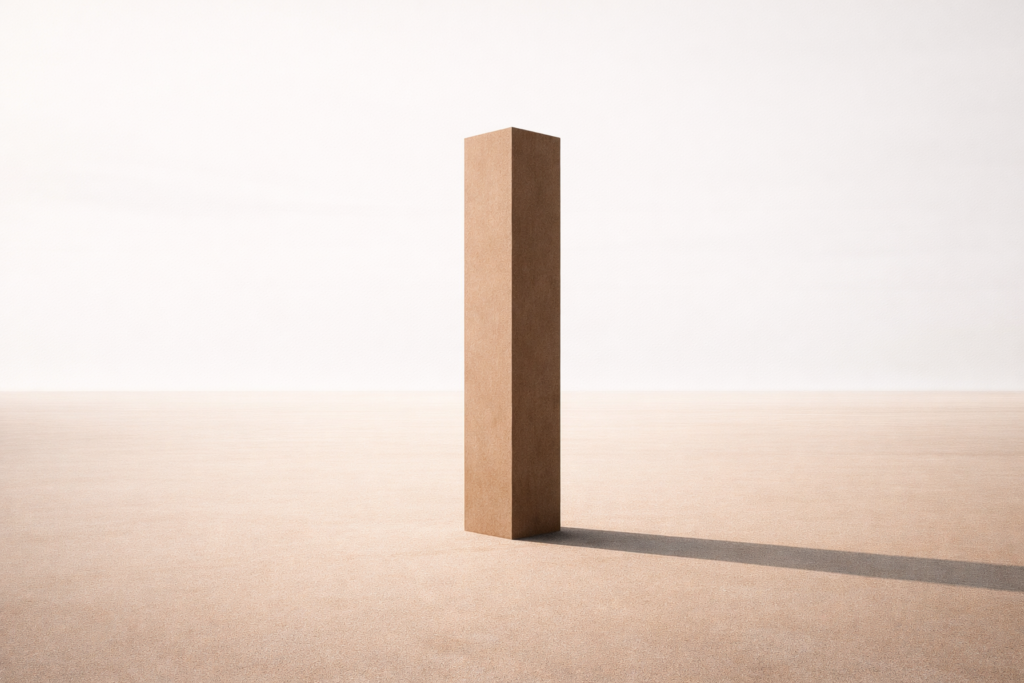 personal discipline standard represented by a single solid pillar in a minimalist space
