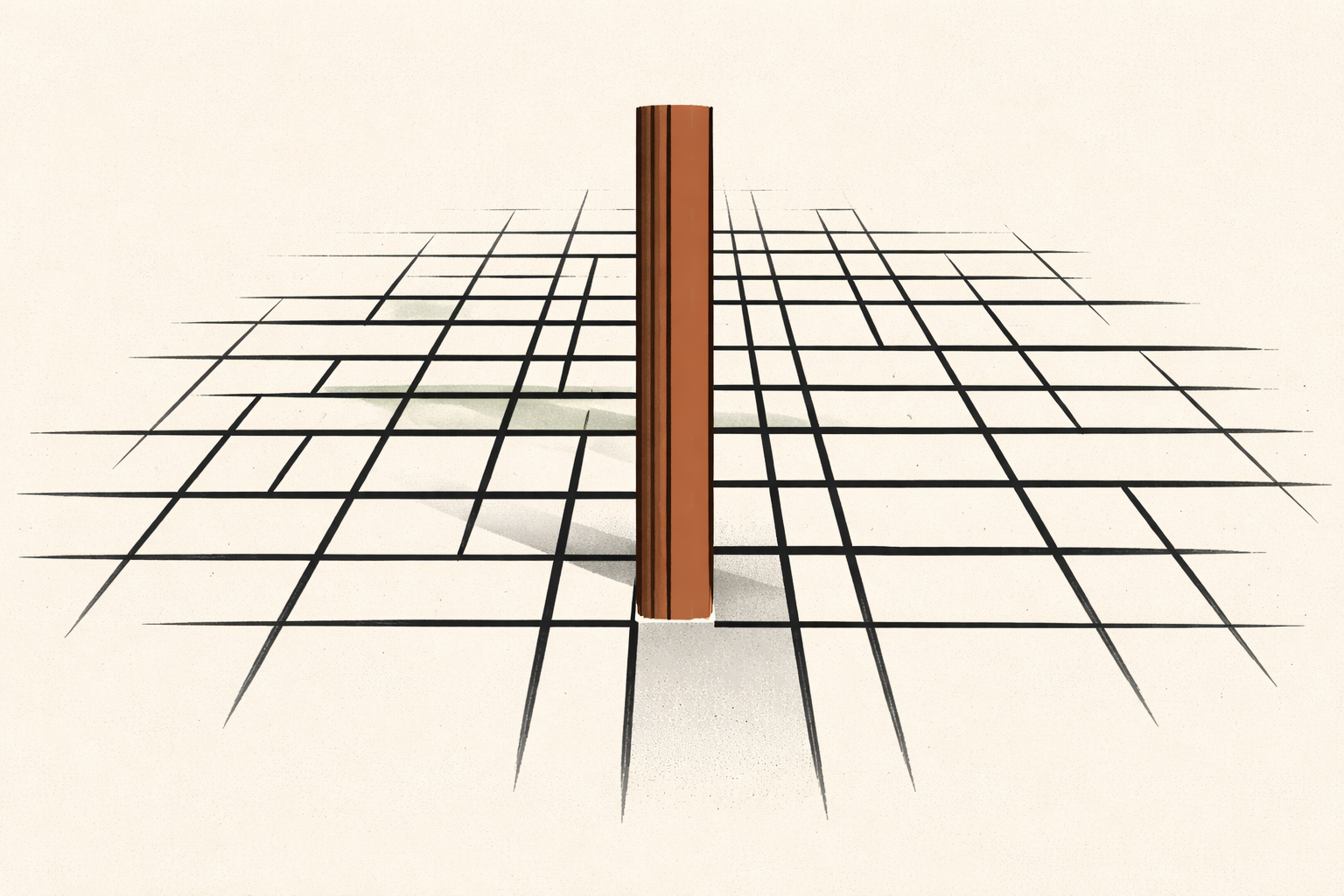 reset the baseline illustrated as a clay-brown reference line stabilizing a charcoal grid system