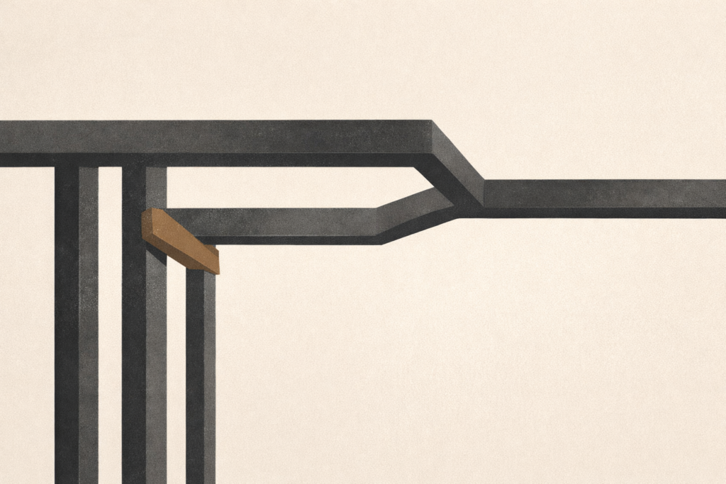 Signs of financial control in marriage illustrated as structural beams redirecting financial access before escalation.