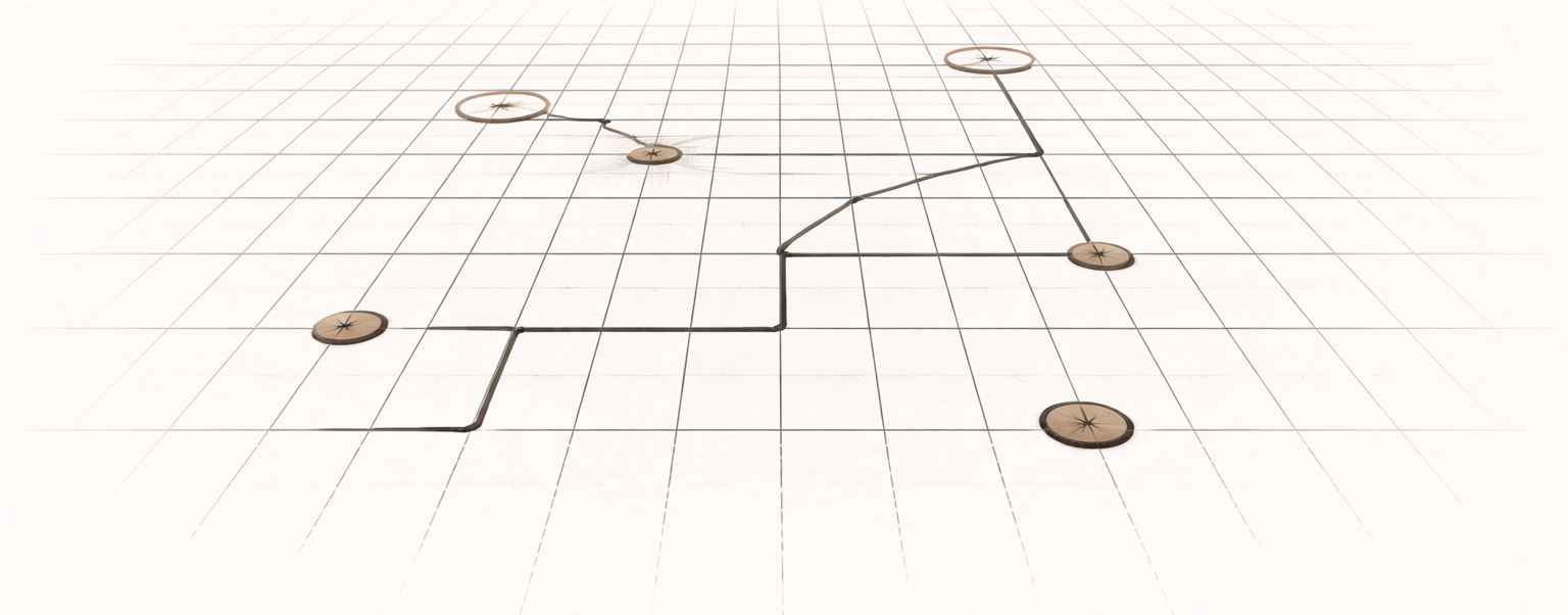 Remove system friction in a minimalist architectural grid showing a clean uninterrupted path through a structured system