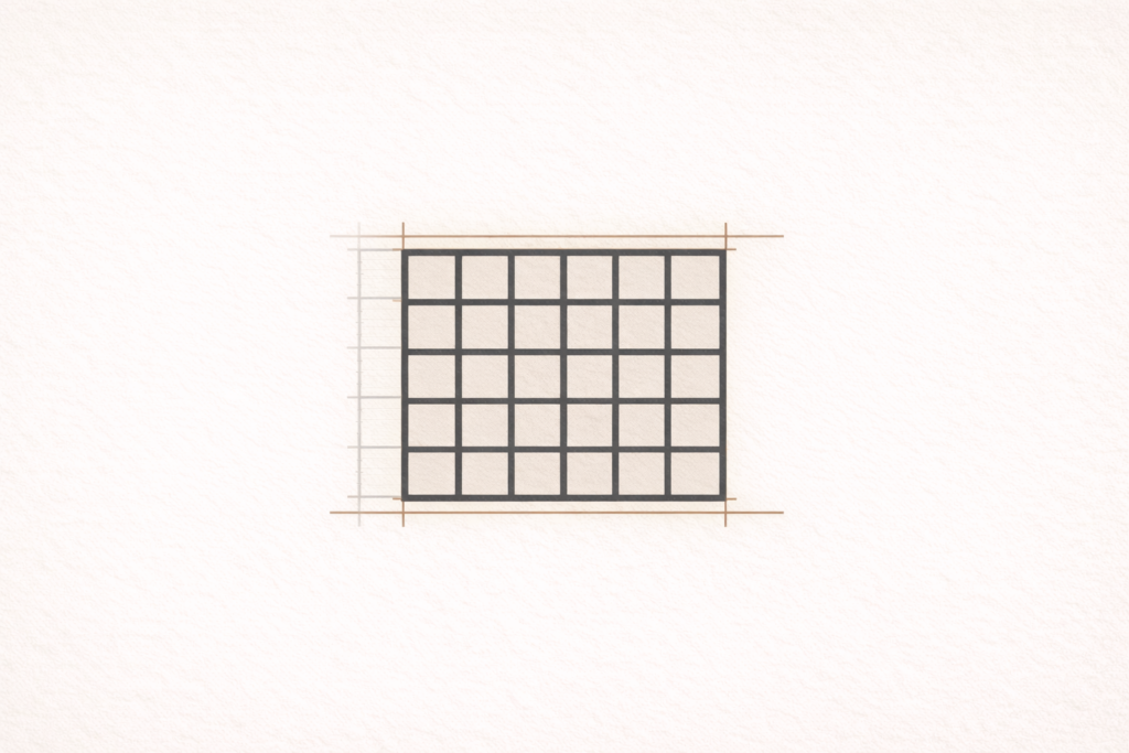 Minimalist architectural grid illustrating how to restore the standard and realign structural systems.