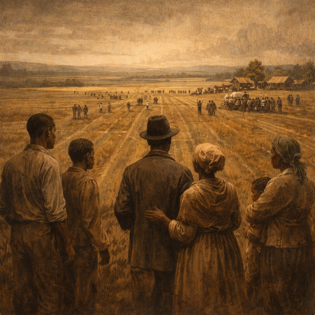 Freed slaves after the Civil War contrasted with Homestead Act land distribution