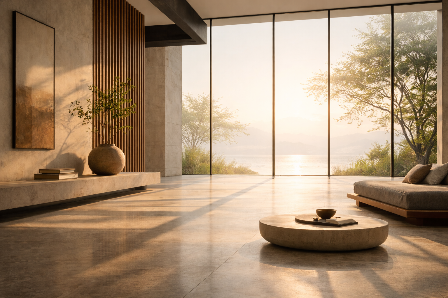 Minimalist architectural interior symbolizing what is stillness through clarity, balance, and internal calm.