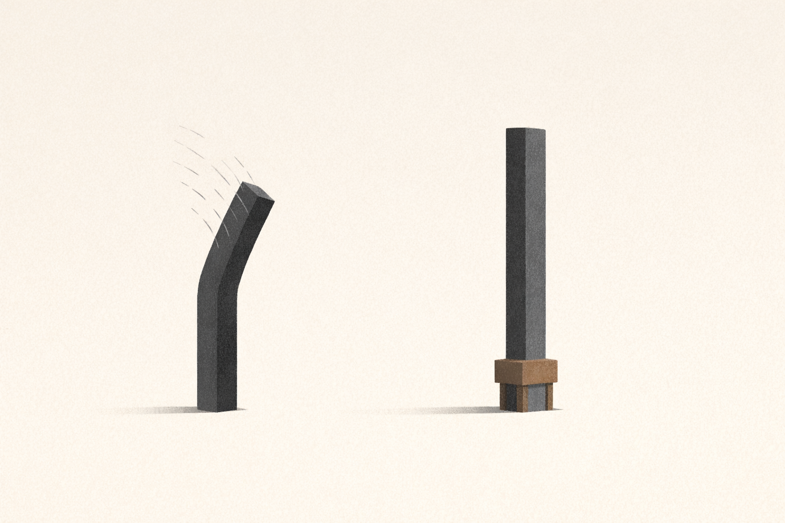 Minimalist editorial illustration representing the fawn response in relationships, showing a figure subtly bending forward under fragmented external pressure.