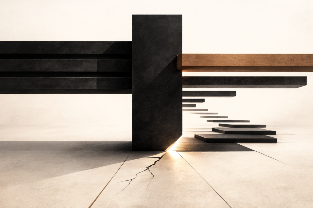 What to do if your spouse controls all the money illustrated as a structural column blocking beams in a minimalist architectural design.