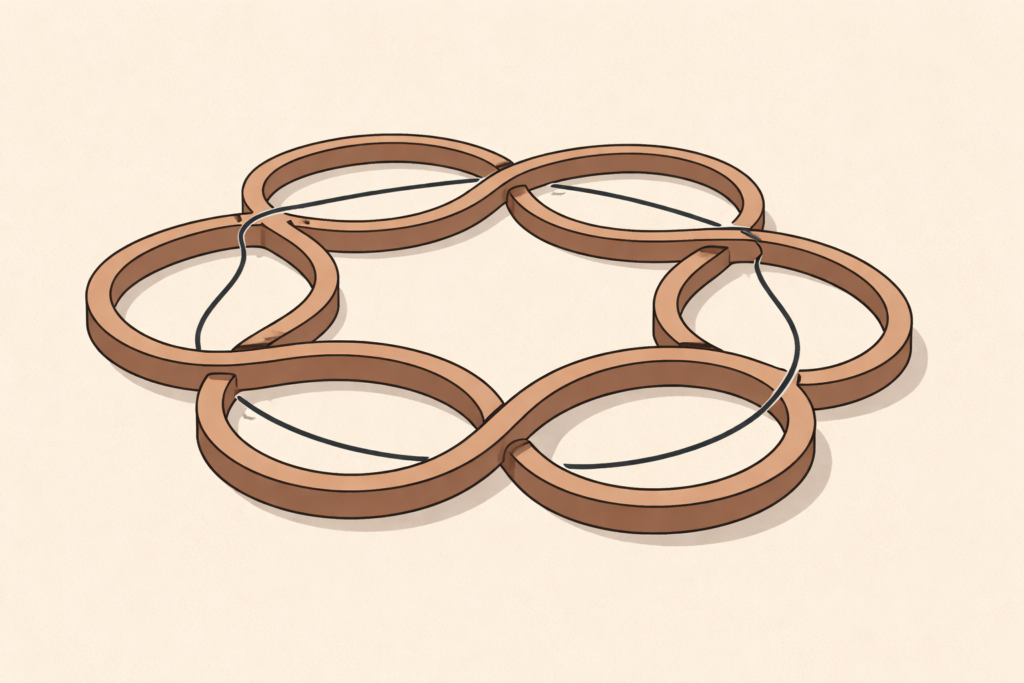 Minimalist illustration showing looping pathways representing attention economy reinforcement cycles.