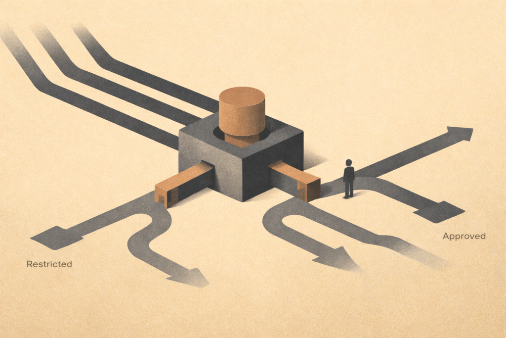 Credit scoring system evaluating financial data and assigning access limits with minimal human intervention