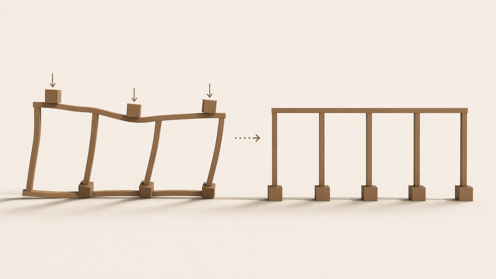 Restoring balance through accountability shown as pressure redistributing into an aligned stable framework.