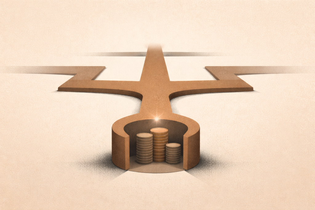 Minimalist illustration showing saving money from limited income through structured allocation system