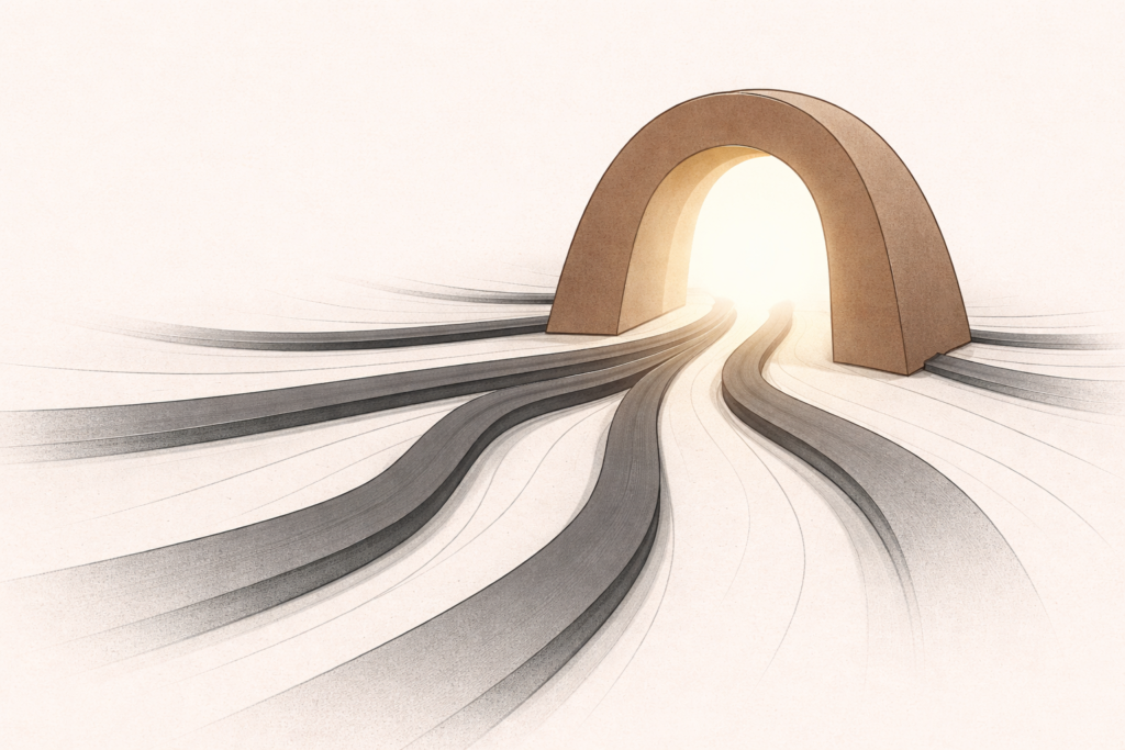 Minimalist illustration showing large dominant content structure with hollow center representing viral visibility without value.
