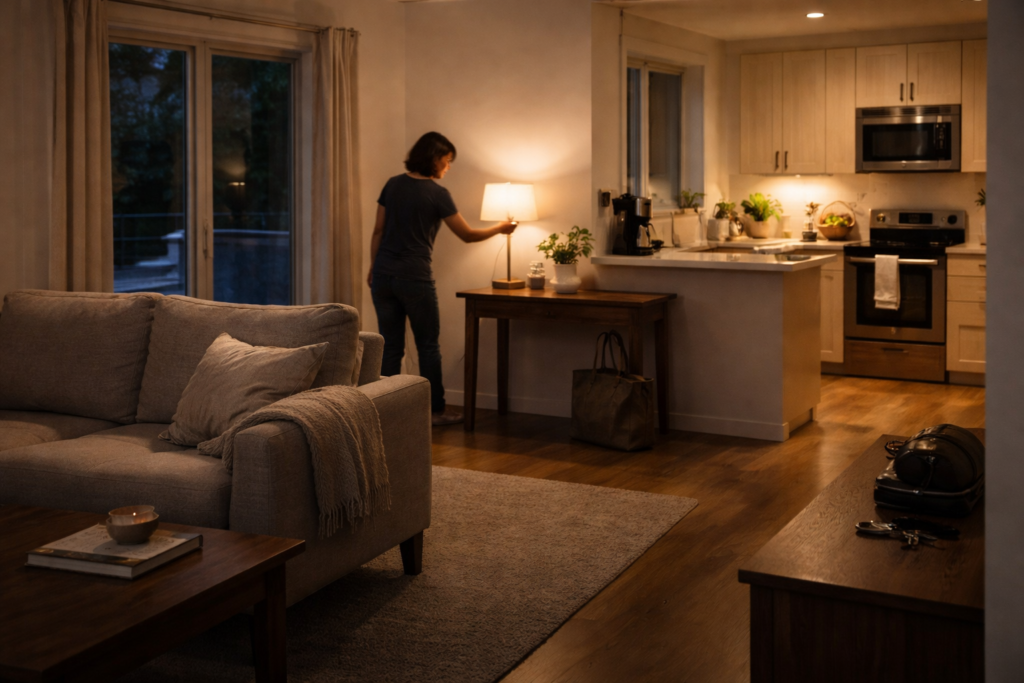 evening reset routines in a calm home with kitchen and living space restored before night