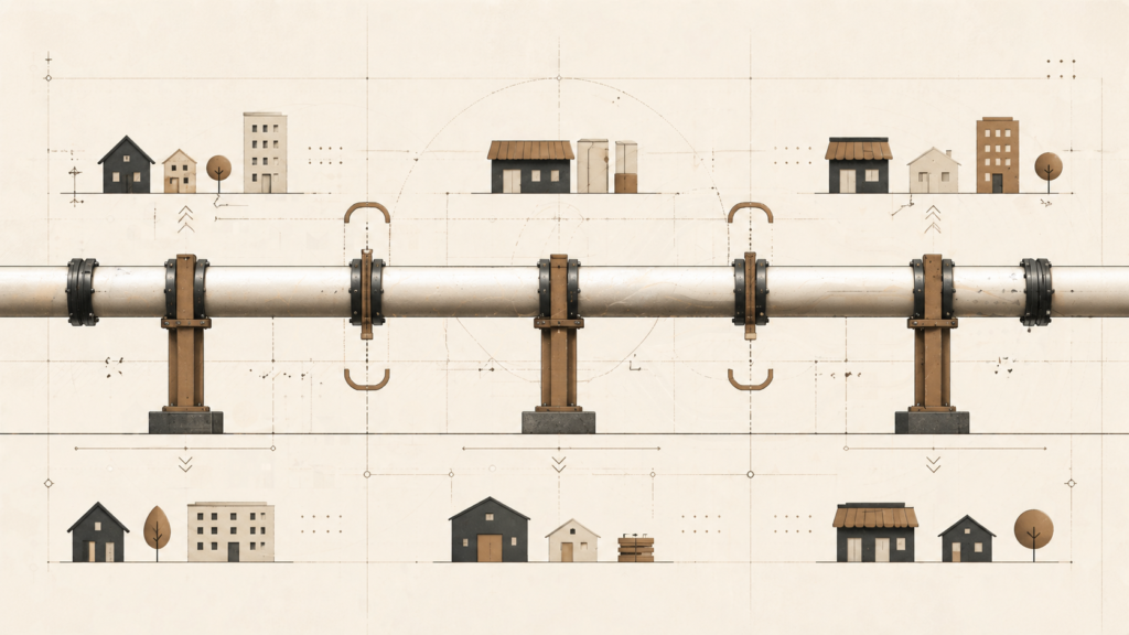 Minimalist illustration of a reinforced SNAP pipeline showing stable and resilient food aid infrastructure.