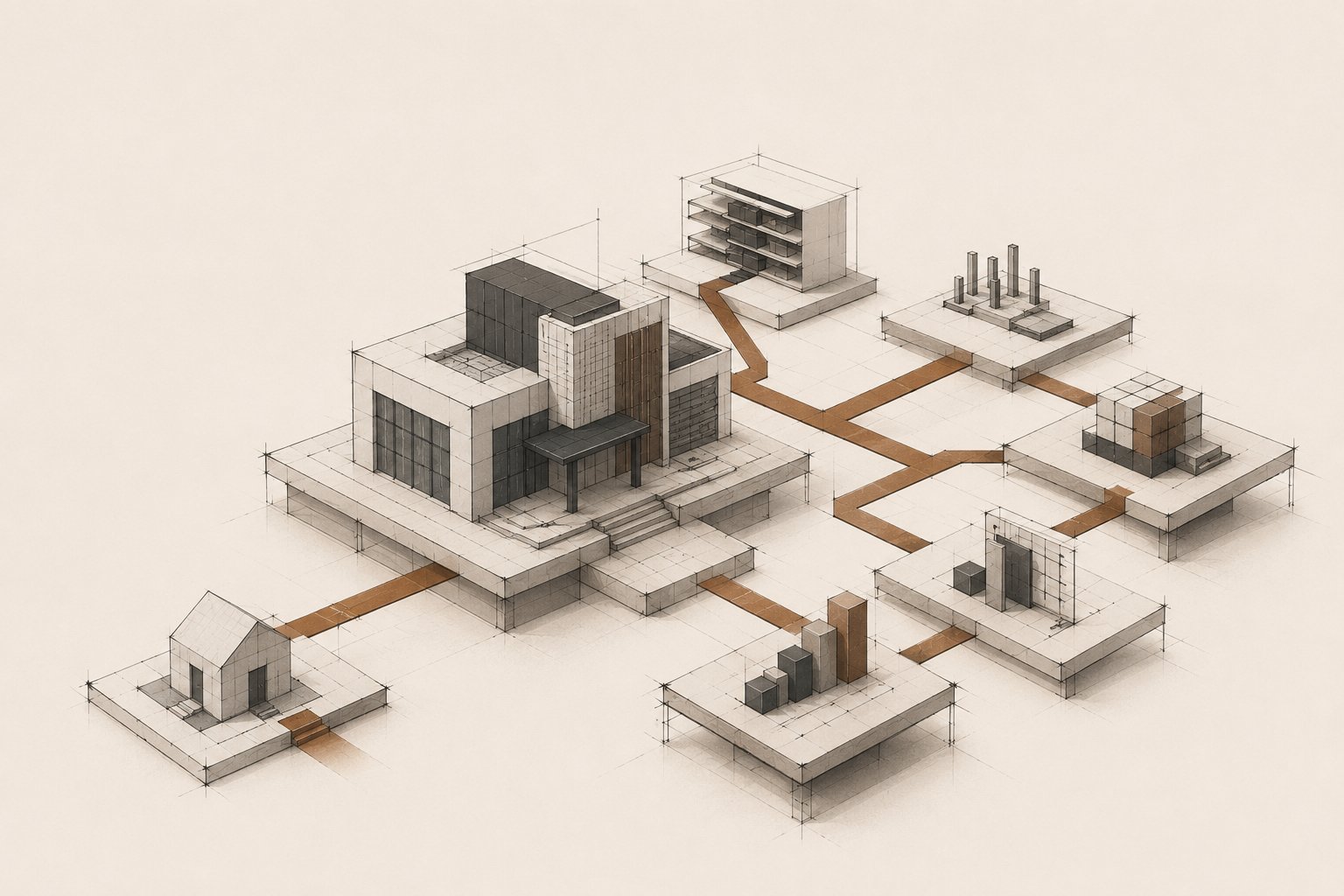 Architectural illustration representing scalable business ownership and long-term Black wealth infrastructure