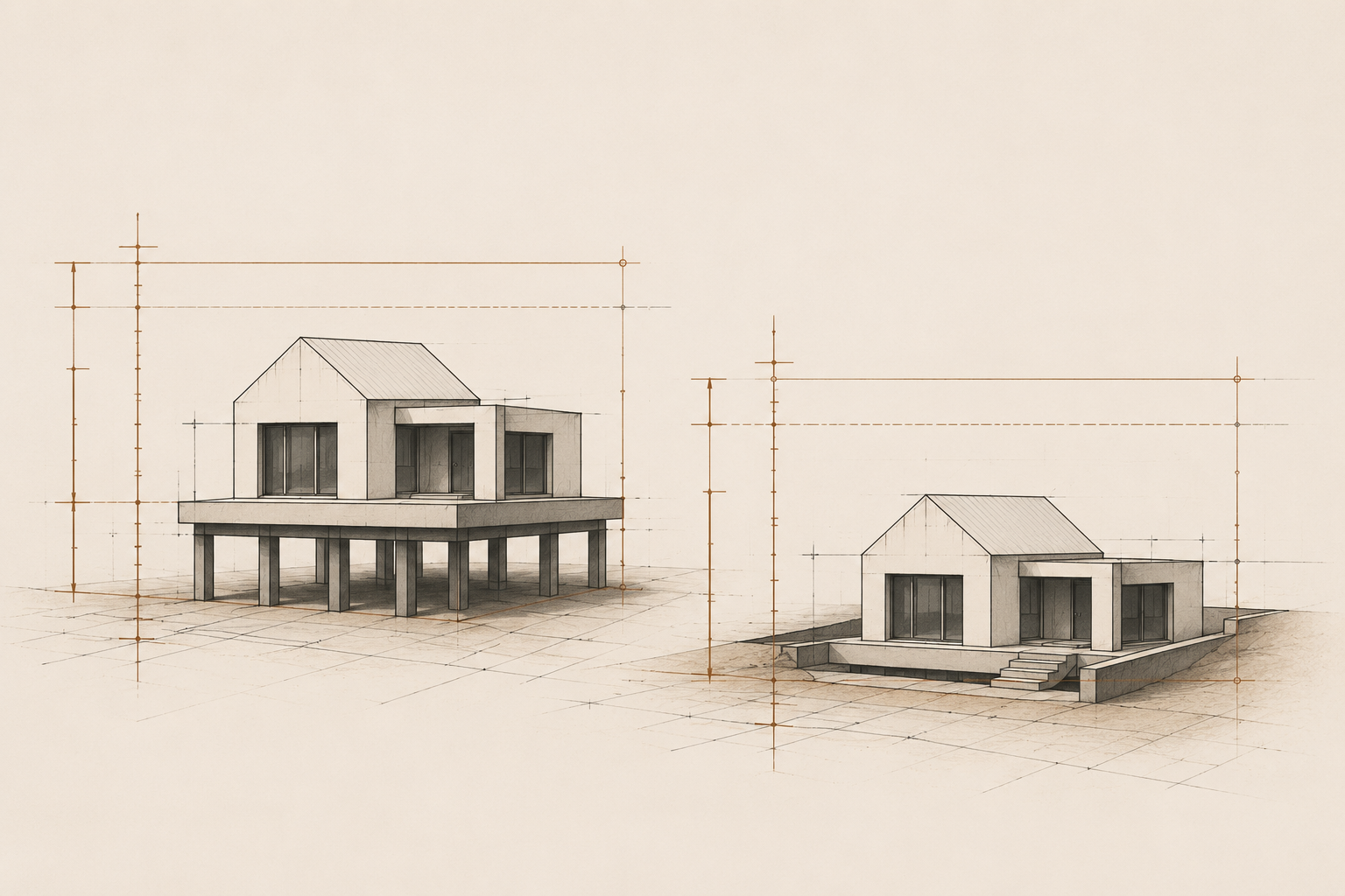 Architectural illustration representing appraisal bias and unequal housing valuation systems affecting Black wealth