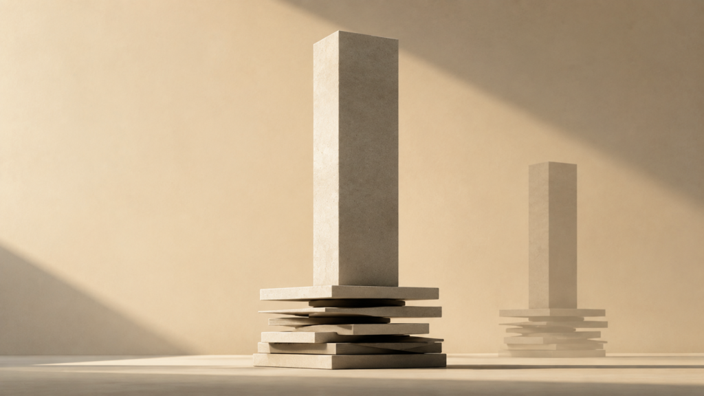 Minimalist architectural illustration representing labor pressure, wage strain, and household financial stability.