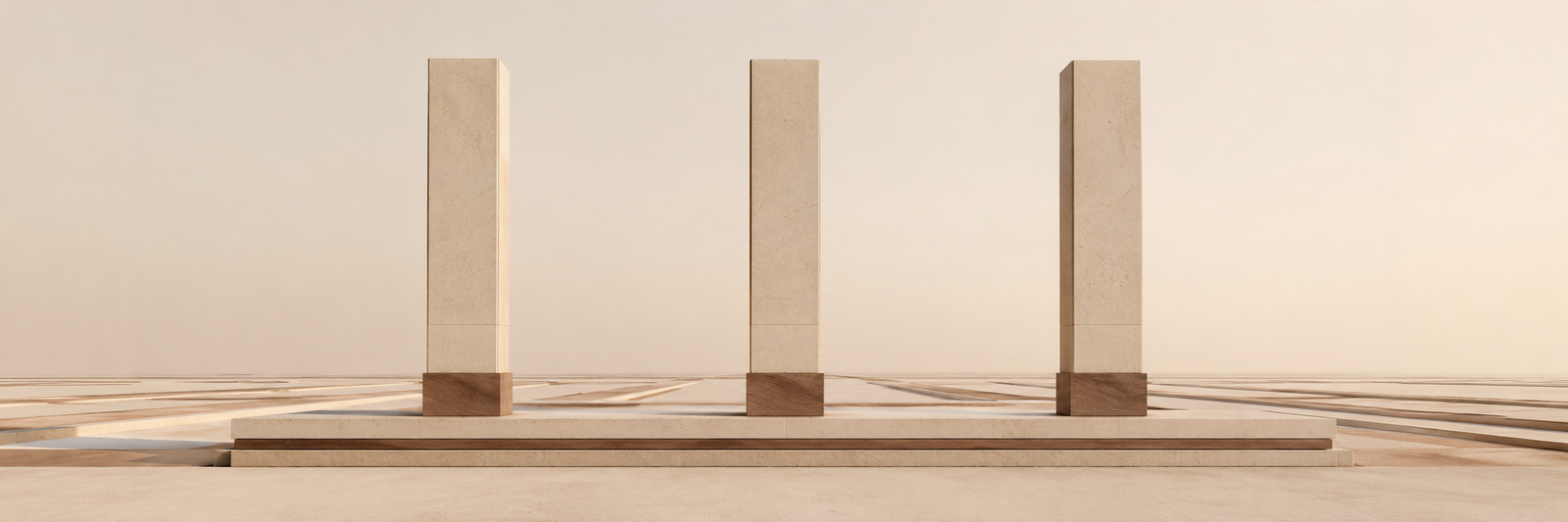 Relationship Structure Framework pillars banner showing three structural pillars rising from one shared foundation, symbolizing Groundwork Daily frameworks, stability, and interconnected systems.
