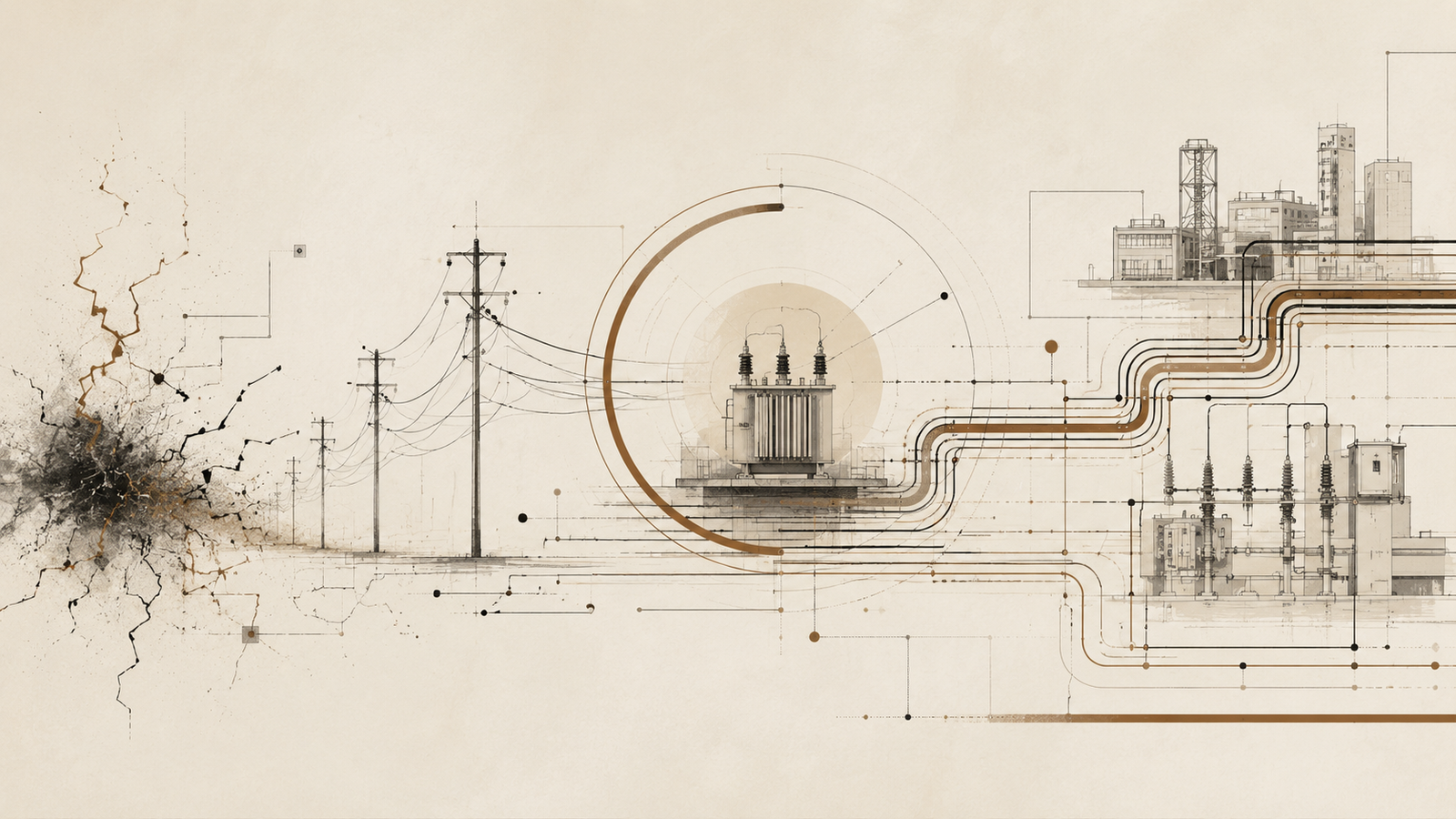 Lewis Latimer electrical reliability infrastructure illustration showing operational continuity and coordinated energy systems.