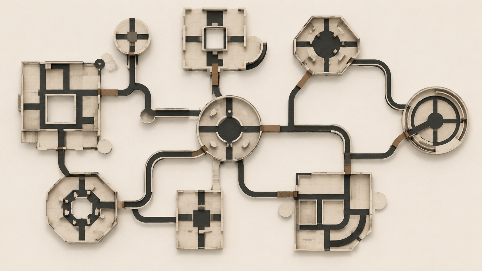 Minimalist architectural illustration showing balanced structural zones with adaptive load distribution representing mental wellness for men and emotional regulation.