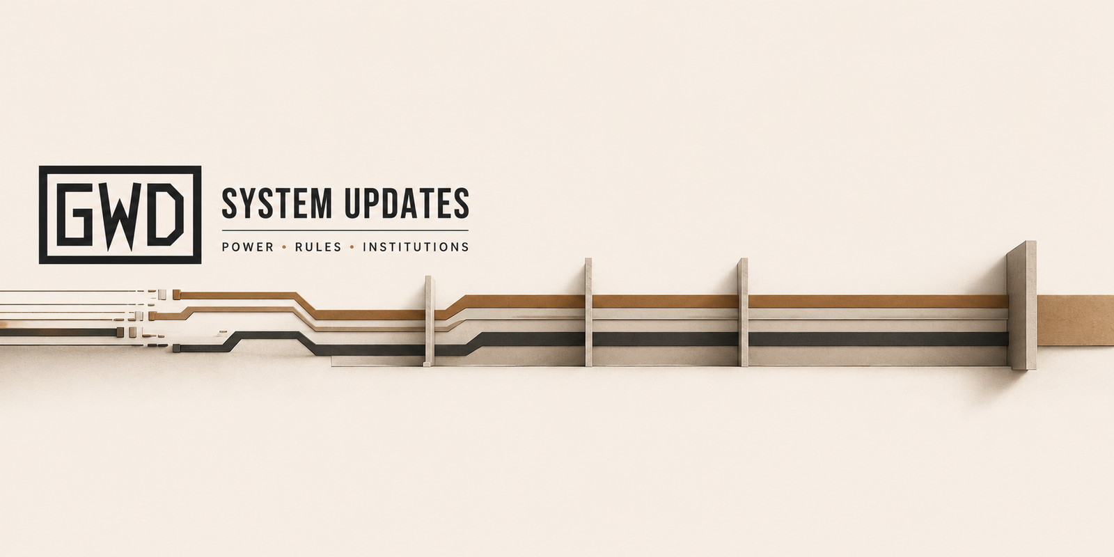 System Updates series banner representing governance architecture and institutional analysis.
