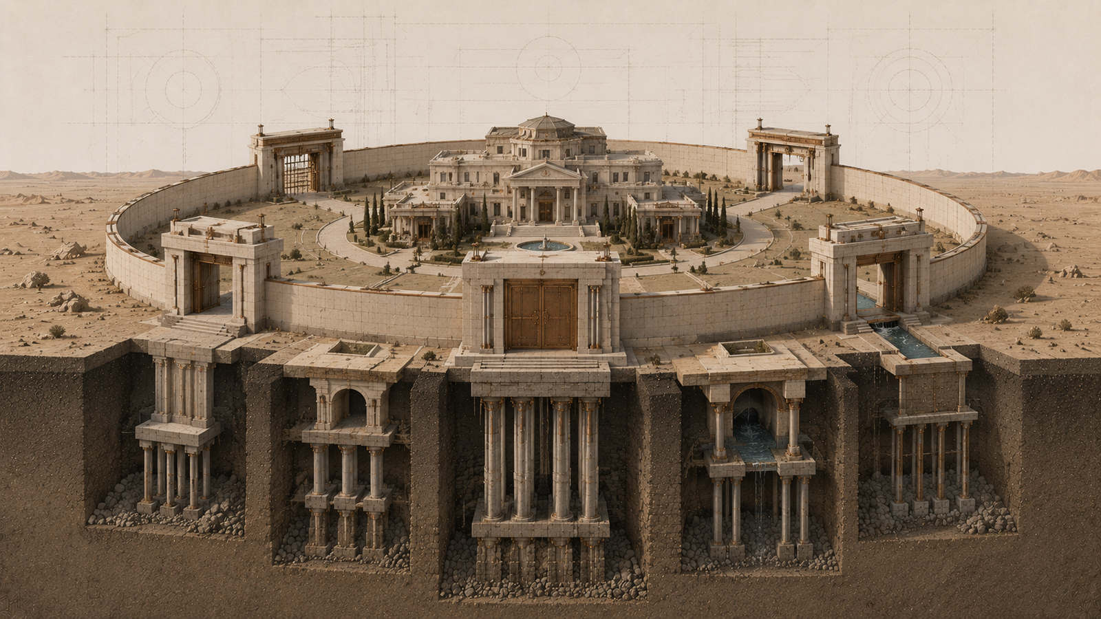 Architectural illustration of a constitutionally protected home surrounded by engineered gateways representing the limited constitutional exceptions permitting warrantless entry.