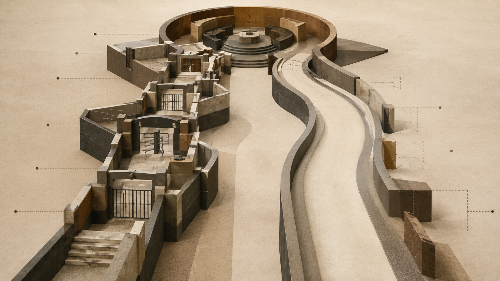The Cost of Convenience | Tech as Discipline Architectural pathways contrasting deliberate checkpoints with a frictionless automated route, illustrating the cost of convenience and removed human judgment.