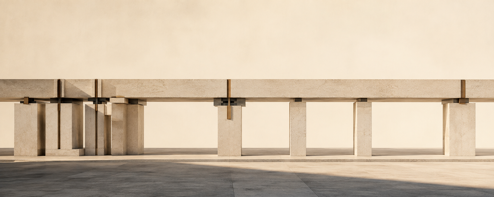 Kamau Ellis closing architecture showing a level beam resting on precise supports, representing disciplined reasoning and conclusions that survive evidence and inspection.