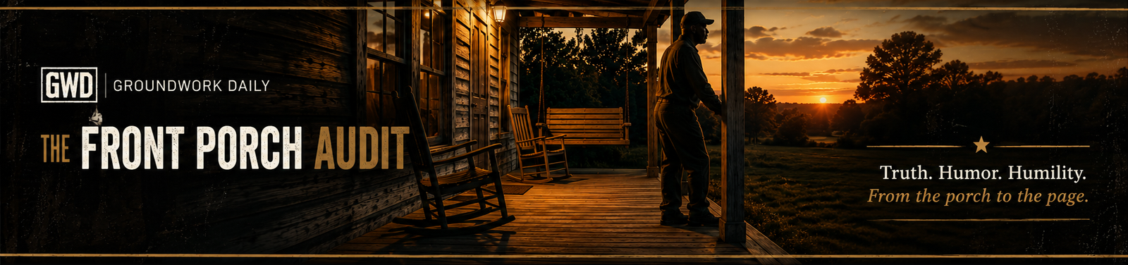 The Front Porch Audit closing banner from Groundwork Daily.