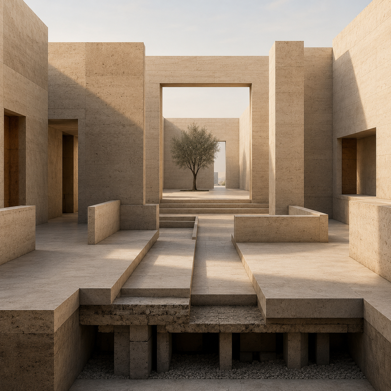 Joseph E. Mercer | Builder of Reflective Discipline Architectural representation of Joseph E. Mercer using layered limestone thresholds, protected space, selective passage, and clear alignment.