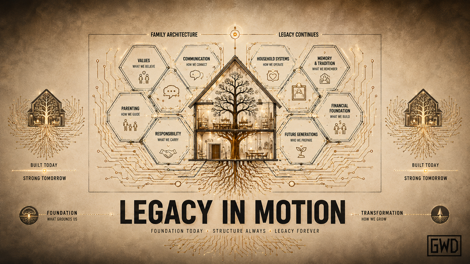 Legacy In Motion family architecture series exploring relationships, responsibility, household structure, and generational continuity.