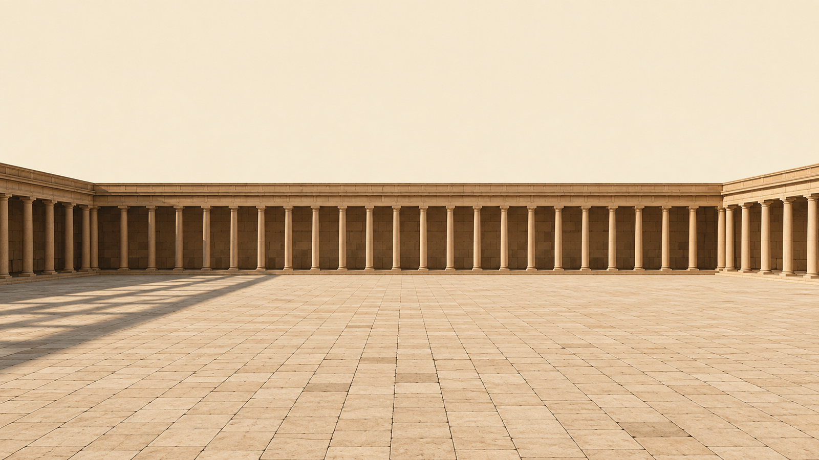 The Person You Are Becoming Is Built in Ordinary Days represented by a timeless limestone courtyard shaped through quiet daily care.