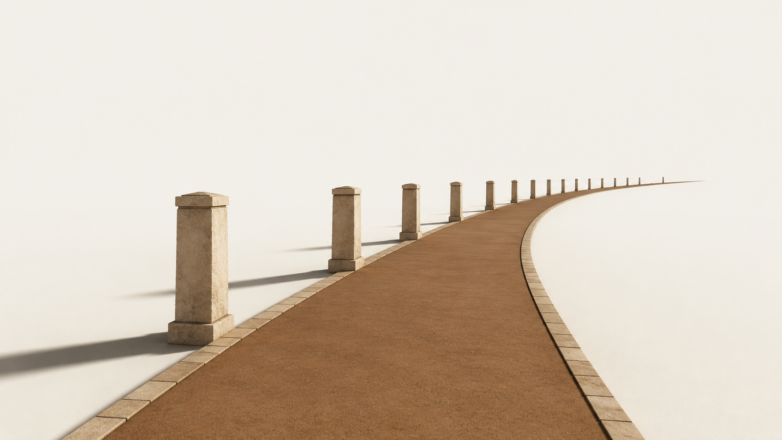 What Does It Mean to Walk by Faith? Guided Pathway What does it mean to walk by faith shown through a curved architectural pathway with guide pillars extending beyond the visible horizon.