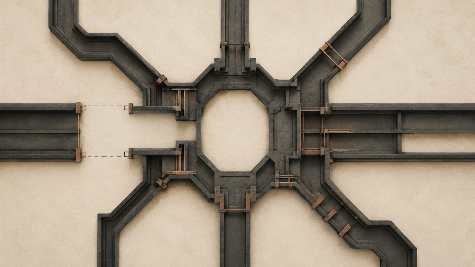What grief does to the body illustrated as an architectural system redistributing load after a major structural connection is lost.
