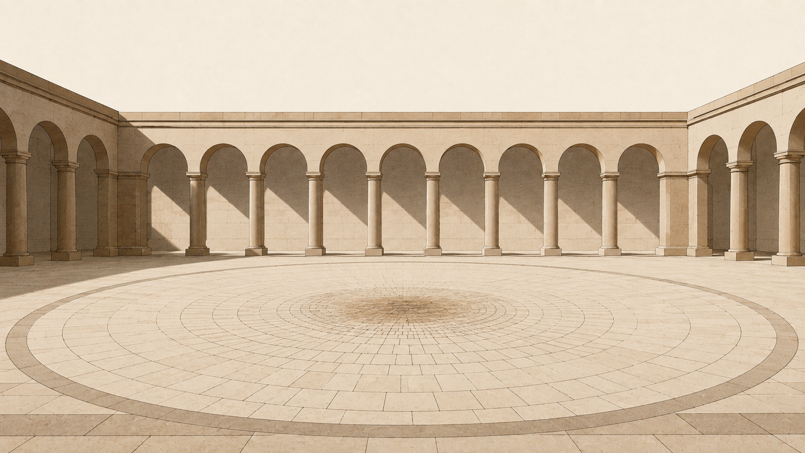 What You Repeat in Private Becomes Character represented by a limestone courtyard shaped through decades of quiet repetition and faithful care.